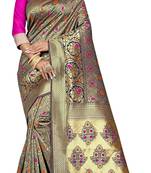 Blue Woven Art Silk Saree With Blouse