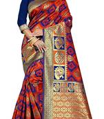 Blue Woven Art Silk Saree With Blouse