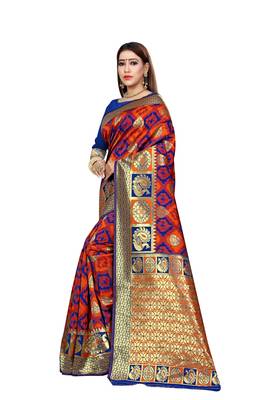 Blue Woven Art Silk Saree With Blouse 2