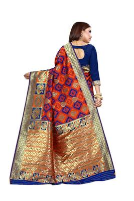 Blue Woven Art Silk Saree With Blouse 3