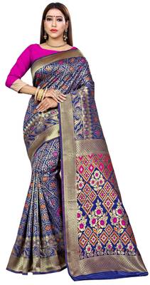 Blue Woven Art Silk Saree With Blouse 1
