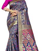 Blue Woven Art Silk Saree With Blouse