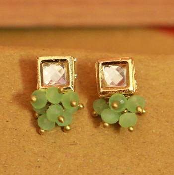 Sea Green Kundan Meenakari Studs 1