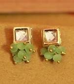 Sea Green Kundan Meenakari Studs