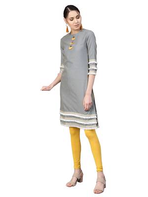 Grey Cotton Textured Kurta 1