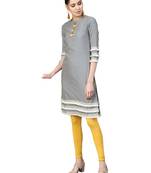 Grey Cotton Textured Kurta