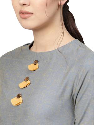 Grey Cotton Textured Kurta 4