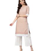 Peach Cotton Textured Kurta