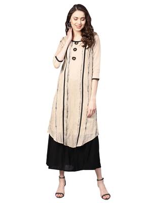 Beige Chanderi Cotton Woven Kurta 1