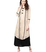 Beige Chanderi Cotton Woven Kurta