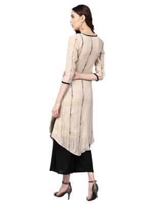 Beige Chanderi Cotton Woven Kurta 3