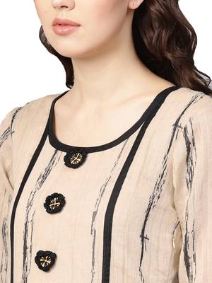 Beige Chanderi Cotton Woven Kurta 4