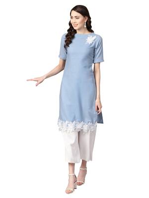 Blue Cotton Anarkali Kurta 1