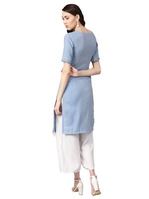 Blue Cotton Anarkali Kurta 3