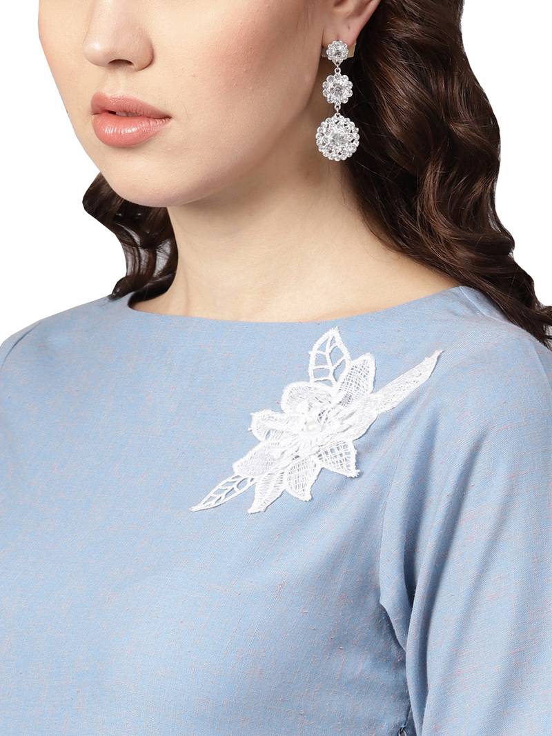 Blue Cotton Anarkali Kurta