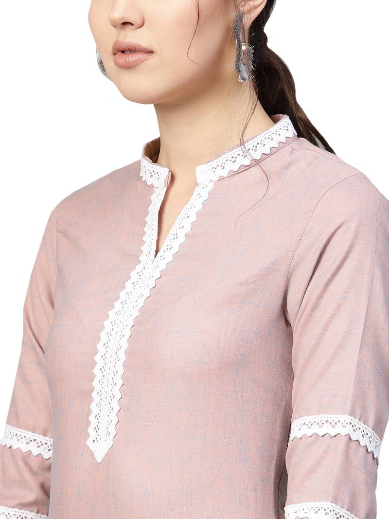Pink Cotton Anarkali Kurta