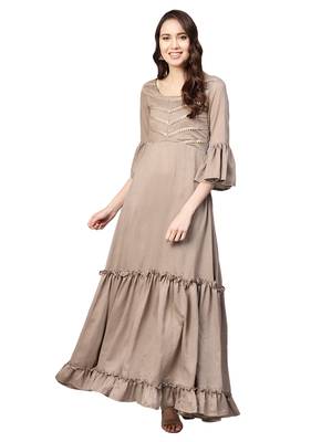 Brown Art Silk Anarkali Kurta 1
