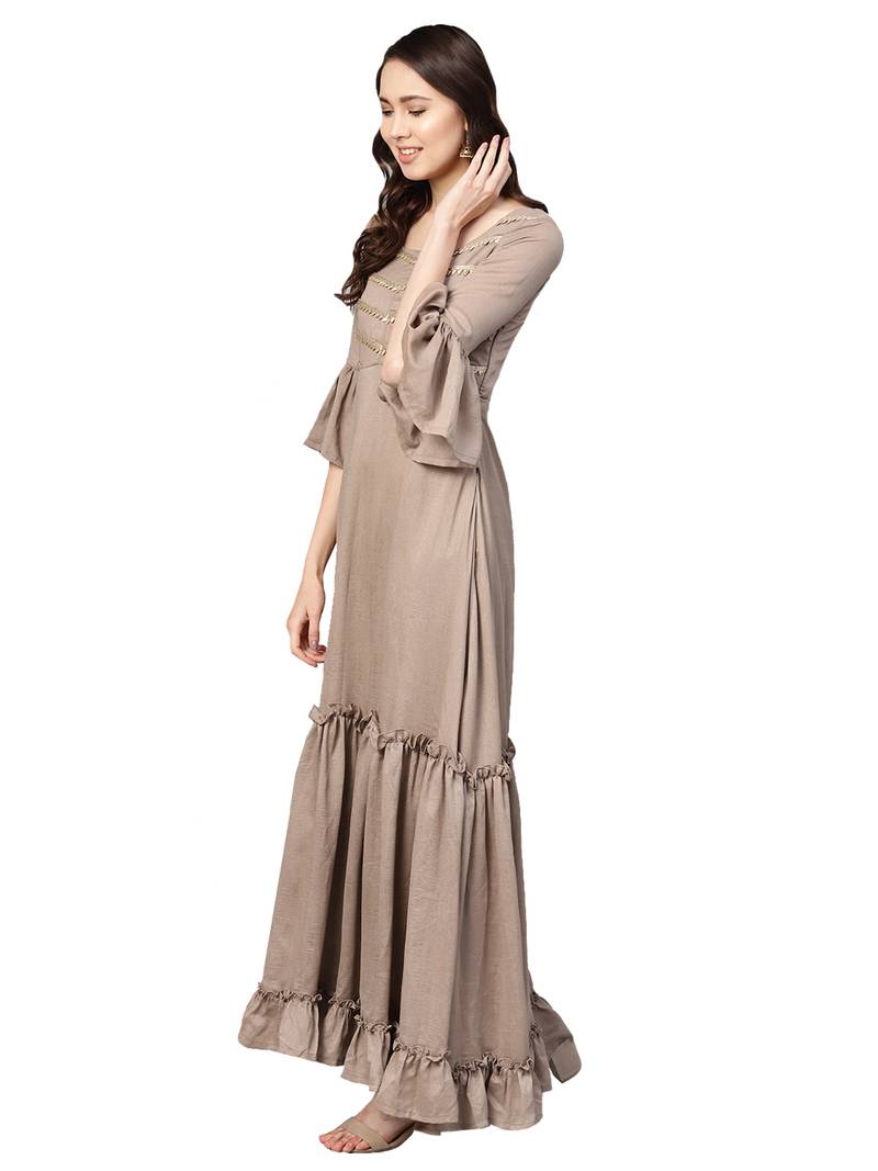 Brown Art Silk Anarkali Kurta