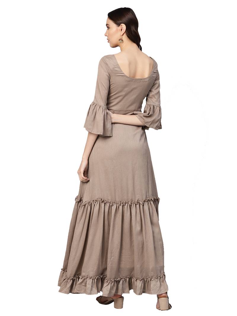 Brown Art Silk Anarkali Kurta