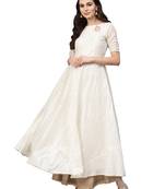 Off White Chanderi Cotton Anarkali Kurta
