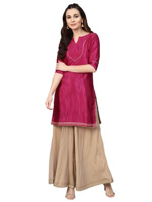 Purple Art Silk Solid Kurta 1