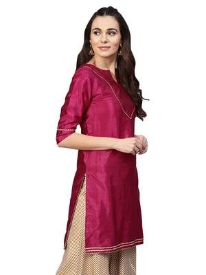 Purple Art Silk Solid Kurta 2