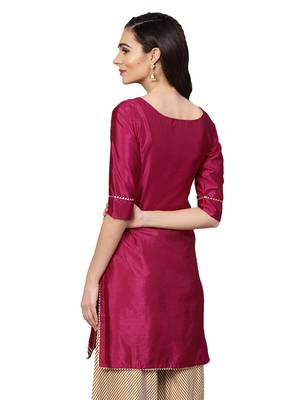 Purple Art Silk Solid Kurta 3