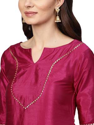 Purple Art Silk Solid Kurta 4