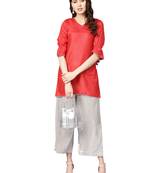 Red Art Silk Solid Kuta