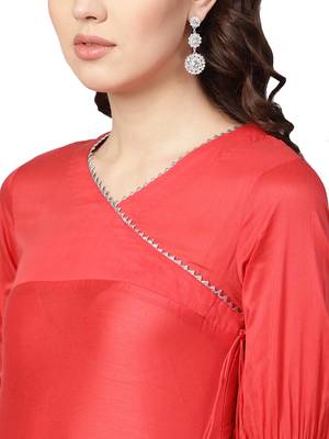 Red Art Silk Solid Kuta 4