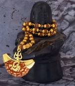 Ek Mukhi Rudraksh Religious Jewellery Lord Shiva Trishul Om Pendant  With Five Mukhi Rudraksha chain