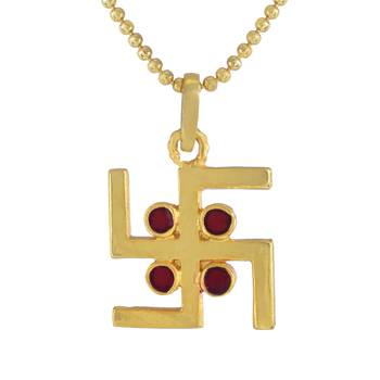 Swasthik Pendant With Chain Beautiful Religious Pendant For Good Lucky  1