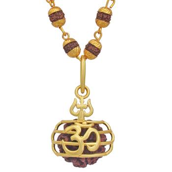 Antique Traditional Necklace Trishul Five mukhi Rudraksha Pendant 3