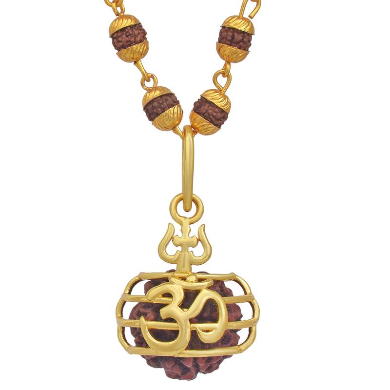 Antique Traditional Necklace Trishul Five mukhi Rudraksha Pendant