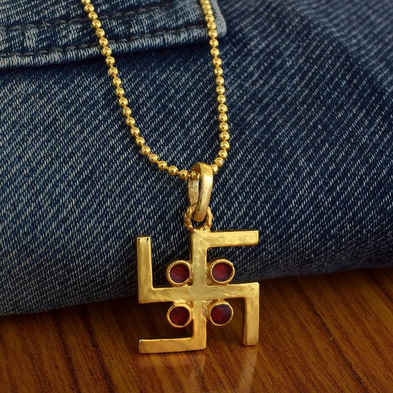 Swasthik Pendant With Chain Beautiful Religious Pendant For Good Lucky 