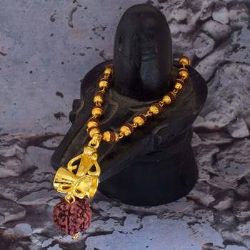 Five Face Rudrkasha Religious Jewellery Lord Shiv Damru Designer Pendant  1