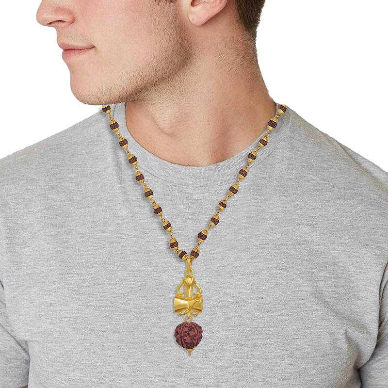 Five Face Rudrkasha Religious Jewellery Lord Shiv Damru Designer Pendant 