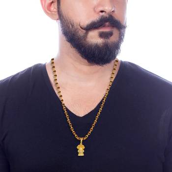 Lord Shiva Designer Pendant For Unisex Gold Plated Pendant With Rudraksha Chain  3