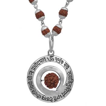 Gaytri Mantra Pendant With Rudraksha Mala,Chain 54 Pcs Beads 2
