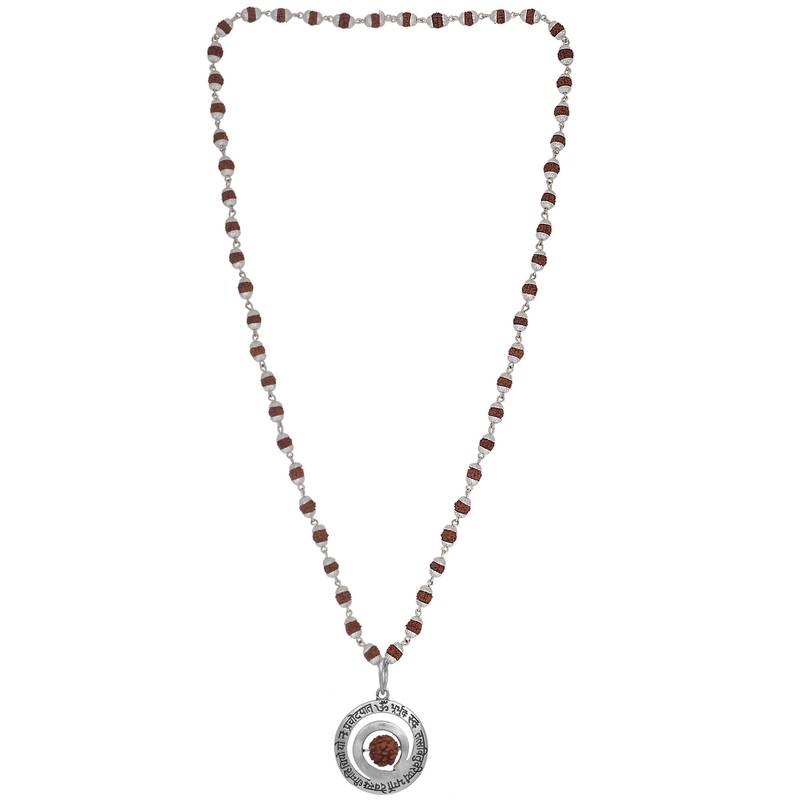 Gaytri Mantra Pendant With Rudraksha Mala,Chain 54 Pcs Beads