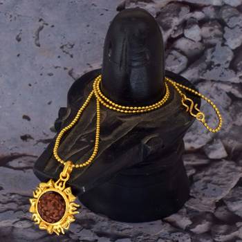 Antique Traditional Necklace Trishul Damaru Five mukhi Rudraksha Pendant 1