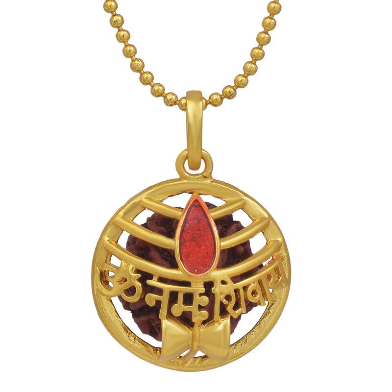 Five Face Rudrkasha Religious Jewellery Lord Shiv Damru Designer Pendant 