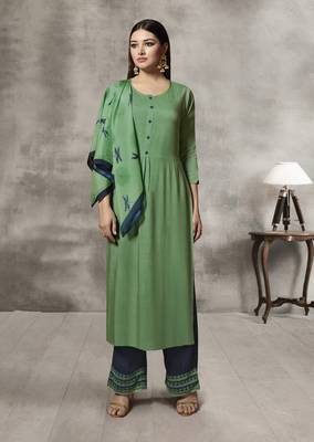 Green Thread Rayon Salwar 1