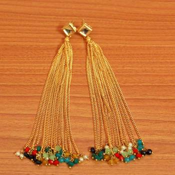 Kundan Meenakari Multicolour Tassle Earrings 2