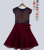 beautiful maroon chanderi lehnga with contrast black brocade choli