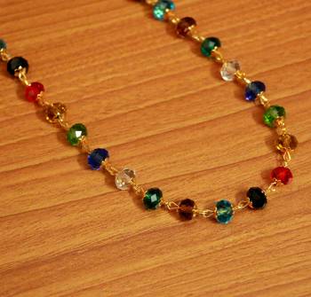 Multicolour Crystal Look Single Line Necklace 3