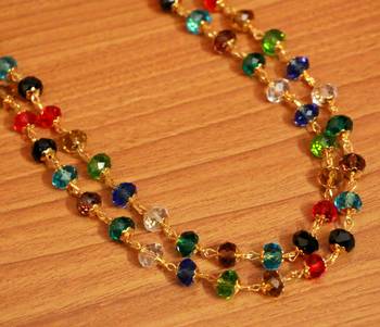 Multicolour Crystal Look Single Line Necklace 3