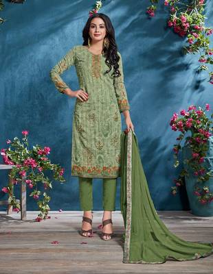 Green Embroidered Cotton Salwar 1