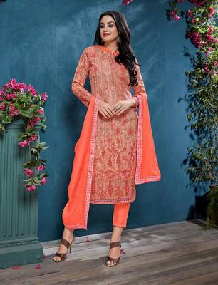 Peach Embroidered Cotton Salwar 1