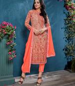 Peach Embroidered Cotton Salwar